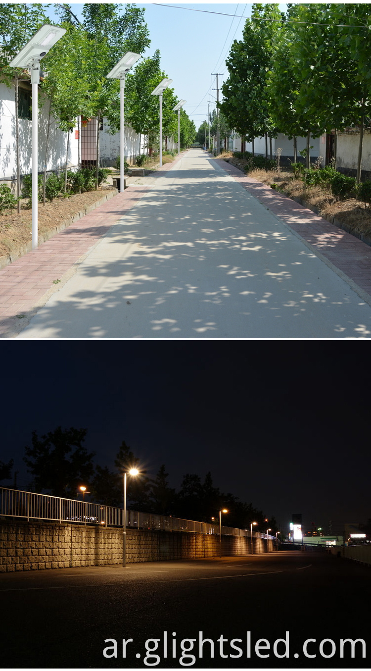 تصميم جديد مقاوم للماء في الهواء الطلق IP65 40W 60W 120W 180W متكامل الكل في مصباح شارع Solar Street LED واحد